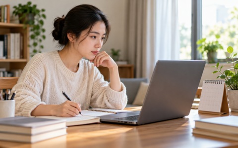 成年自考生使用电脑和笔记本核对学习信息